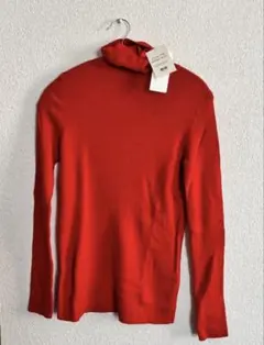 新品　UNIQLO メリノリブタートルネックセーター 長袖 メリノウール　赤