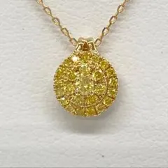 天然イエローダイヤモンド 0.2ct パヴェ ネックレス K18