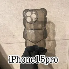 iPhone15proくま型　スマホケース ぷっくり ベア ケース ブラウン