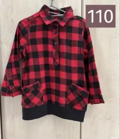 赤黒 ギンガムチェック ブロックチェック ネルシャツ トップス 110