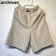 archives ベージュ ショートパンツ ウエストギャザー