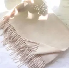 極上カシミヤ100%☆大判 ストール☆ベージュピンク