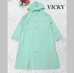 【美品】VICKY スプリングコート　薄手　透け感　フード　金ボタン　2のサムネイル