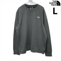 US限定 ノースフェイス 刺繍ロゴ 裏起毛 スウェット トレーナー L グレー
