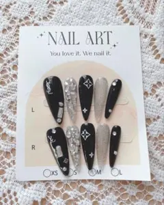 ネイルチップセット ブラック シルバー