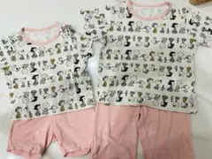 ユニクロ★スヌーピーパジャマ80cm &110cmペアセット★ピンクパイル生地
