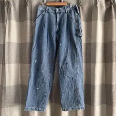 【RAGEBLUE】ペイント加工 デニム ワークパンツ　Mのサムネイル