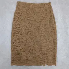 ガリャルダガランテ 総レースタイトスカート ひざ丈 Sサイズ ベージュ 日本製