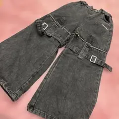 rabyraby デニム ワイドパンツ ベルト付き ブラックのサムネイル