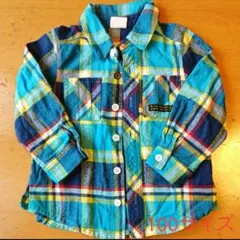 長袖シャツ 100サイズ チェック子ども ネルシャツ アメカジ 男女兼用 水色