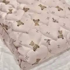 韓国風 くま柄　ハート　キルティング　ピンク 生地　テディベア ハンドメイド