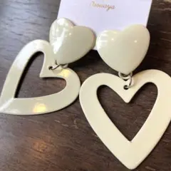 【No.344】可愛いおおぶりダブルハート♡ロングピアス新品レトロポップモダン