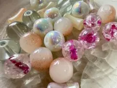 ガラスビーズ　まとめてセット クラック オーロラ 筒形 円柱 ハンドメイド素材