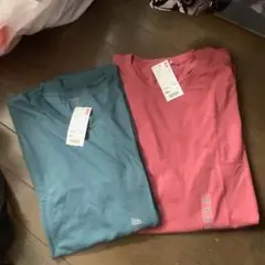 3XL ユニクロ新品半袖Tシャツ ブルーグリーンとピンク 2色セット