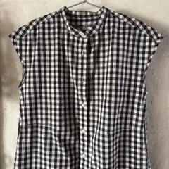 無印良品　ギンガムチェック シャツワンピース 半袖 ロング