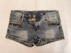 平成ギャルY2Kデニムショートパンツ ジッパーポケット付き