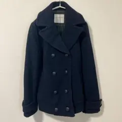 【美品】ローリーズファーム ピーコート M 濃紺 裏地チェック ウール混のサムネイル