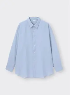 GU イージーケアシアーオーバーサイズシャツ　ブルー L