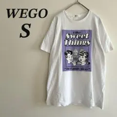 WEGO Tシャツ S 白 レディース 레트로 アメコミ風 イラスト 可愛い