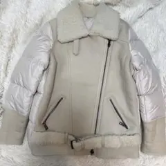 ジョルジオブラット　ダウンジャケット　ラムレザー　　異素材　ベージュ　40