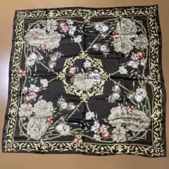 花柄 ゴールド装飾 ヴィンテージスカーフ