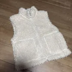 ホワイト フリース ベスト ジップアップ