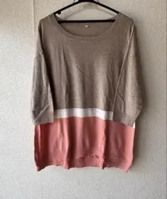 Lサイズ 五分袖ニット ベージュ・ピンク・ホワイト