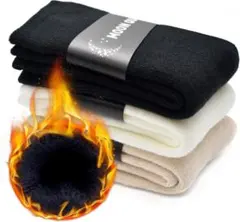 3足セット 靴下 22-24cm 厚手 裏起毛 パイル編み 綿 ふわふわ