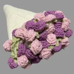 ハンドメイド　花束ブランケット　バラのブーケブランケット