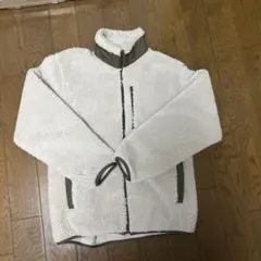 ホワイト フリースジャケット ジップアップ