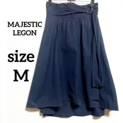マジェスティックレゴン　フレアスカート　M ネイビー　巻きスカート風　リボン