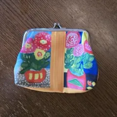 花柄プリント がま口ポーチ