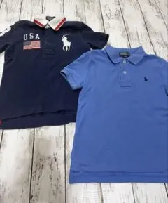 希少　ポロラルフローレン　ポロシャツ　ビックロゴ　ポニー刺繍　USA国旗　110