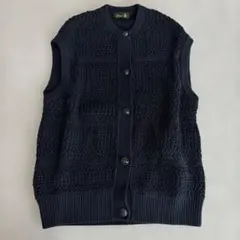 美品　Drawer コットンニット　ベスト　ジレ、24SS 紺　ドゥロワーのサムネイル