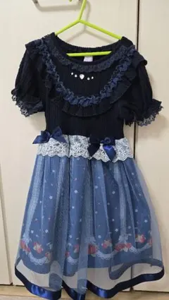 axes ワンピース　紺色　イチゴ　入学式　卒園式