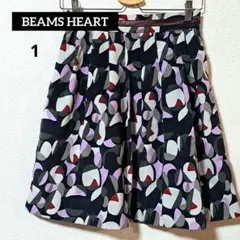BEAMS HEART ビームス ハート 総柄 ひざ丈 フレア スカート 1のサムネイル