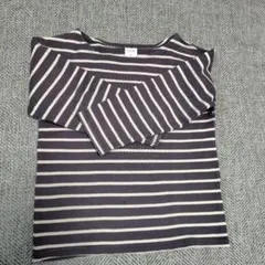 長袖ボーダーTシャツ（グレー、ホワイト）120