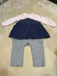ミキハウス カバーオール 80 女の子 ワンピ風 長袖 美品