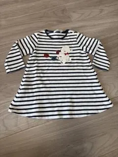 ファミリア　ボーダー　ワンピース　チュニック　クマ　80