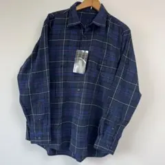 新品タグ付 ネイビー系チェック 長袖ネルシャツ LLサイズ