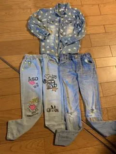 デニム3点セット　シャツ&パンツ