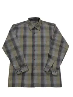 Mサイズ オリーブグリーン チェックネルシャツ　ボックスシャツ