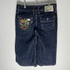 アナザーインポータントカルチャー クロップド デニム パンツ 刺繍デザイン M