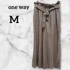 美品✨one way【M】レトロ柄 ワイドイージーパンツ ウエストゴム ゆったり