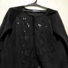 ボタン訳あり　49AV☆ジュンコシマダ　カーディガン　スパンコール　　黒のサムネイル