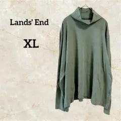Lands' End 【XL】 長袖カットソー モックネック グリーン