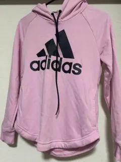 adidas フード付き ピンク パーカー
