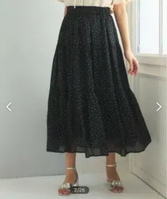 Feroux【新品未使用】ドット ティアード スカート 白黒 モノトーン フリー