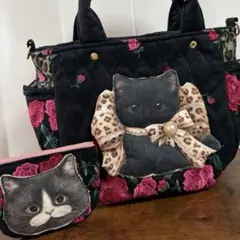 黒猫ちゃん♡パネル生地♡ころりんバッグ♡コヤンイサムチョン♡ハンドメイド