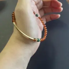 天然石パワーストーン☆オレンジガーネット×マラカイト ブレスレット